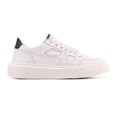 Imagem de Tênis Couro Sneaker Amsterdã Branco/Preto-Masculino