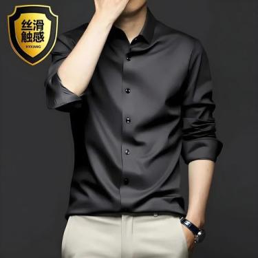 Imagem de Camisa Masculina Slim Fit Branca - Manga Comprida, Sem Passar, Estilo 