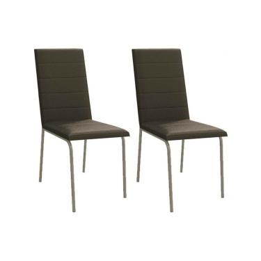 Imagem de Cadeira De Cozinha Amsterdã 2c091 Aço Kit 2 Uni Niquel-marrom 21