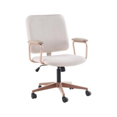 Imagem de Cadeira Office Chicago Bege e Rosé - Westwing Collection, Bege, Couro