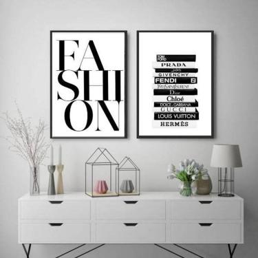 Imagem de Kit 2 Quadros Decorativos Livros Fashion 33X24 C/Vidro Preta