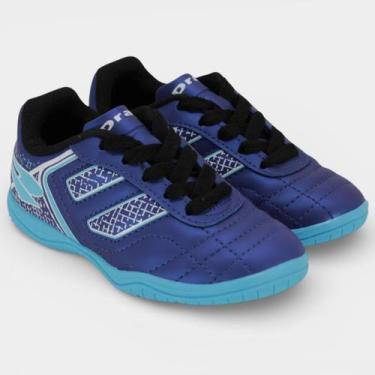Imagem de Chuteira Infantil Futsal Dray Spedy Menino - Marinho e Azul, 31