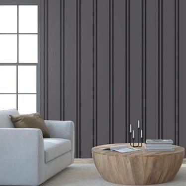 Imagem de Papel De Parede Efeito Ripas Cinza Lavável Adesivo Escuro - LRP