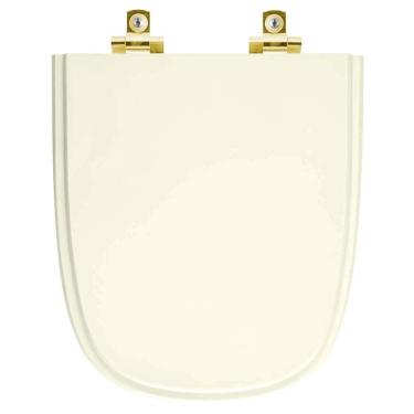 Imagem de Assento Sanitário Soft Close Ibiza Biscuit Para Vaso Incepa Com Ferragem Dourada