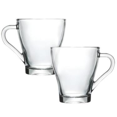 Imagem de Jogo 2 Canecas Xícara Café Cappuccino Expresso Vidro 250ml - CLICK HOU
