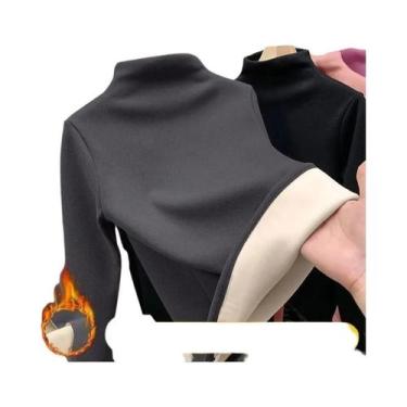 Imagem de Camiseta Térmica Feminina De Manga Longa Com Gola Alta, Pullover Para 