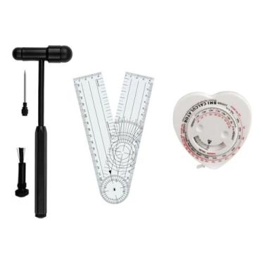 Imagem de Martelo Buck BIC Para Reflexos + Goniometro Grande De PVC 20cm + Trena