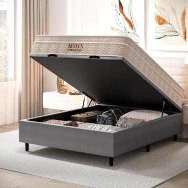 Imagem de CAMA BOX BAÚ BLINDADO CASAL COM COLCHÃO MOLAS ENSACADAS AIRTECH SPRING