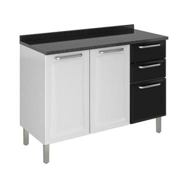 Imagem de Balcão de Cozinha IG3G2-120 Társila Itatiaia Branco/Preto, Branco