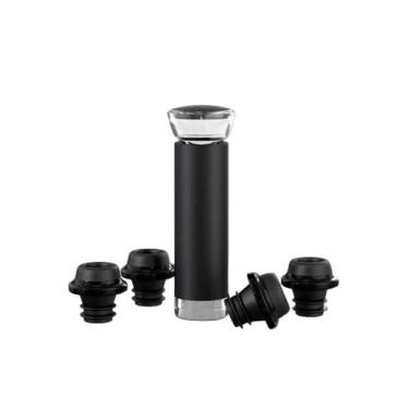 Imagem de Kit Bomba a Vácuo Manual Vinhos com 4 Rolhas Prana Adega Bar Preto