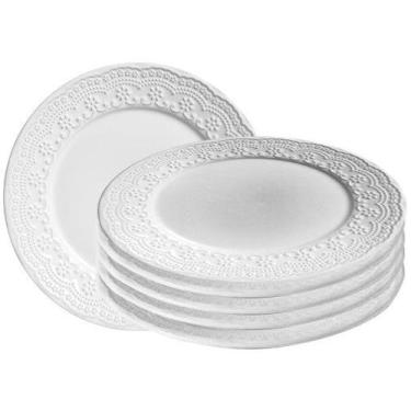 Imagem de Pratos Sobremesa Madeleine Branco Porto Brasil 6 Unidades, Branco, 6 P