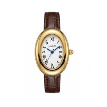 Imagem de Relógio Feminino Dourado Analógico Oval Mini Casual Social Elegante Vintage-Feminino