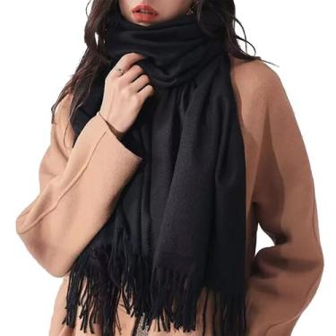 Imagem de Pashmina Cachecol Scarf Xale Echarpe Lenço Longo Inverno: Modelo Liso 