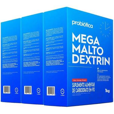 Imagem de 3x Mega Malto Dextrin 1kg - Probiótica Sabor Morango-Unissex