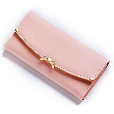 Imagem de Carteira feminina Woolala fofa bowknot com três dobras, bolsa longa de