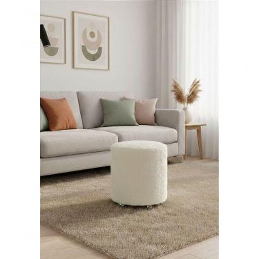 Imagem de Puff Redondo Não é Segredo Astracan Pelúcia Branco Rodinha 40x45 Nspr07ta-r