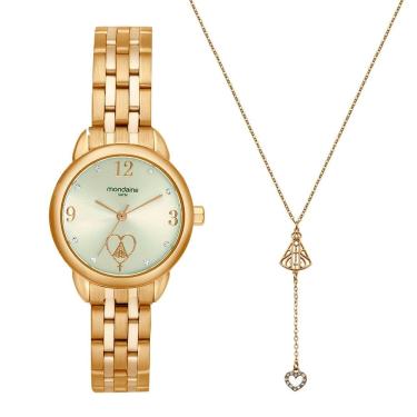Imagem de Relógio MONDAINE kit Aparecida dourado 99749LPMKDE1K1