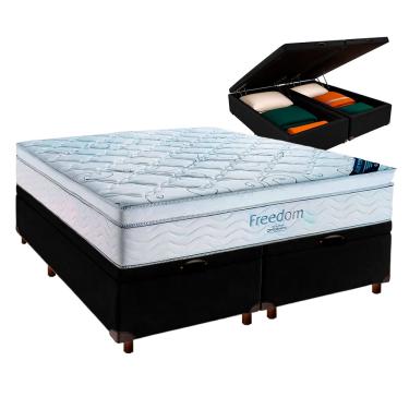 Imagem de Box Bau Blindado Preto e Colchão Queen Freedom Ortobom