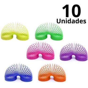 Imagem de Kit 10 Mola Maluca Brinquedo Divertido Colorida Lembrancinha - MinutoB