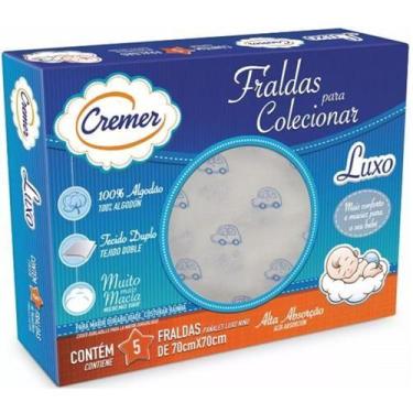 Imagem de Fralda Luxo CREMER Estampa Masculina 70x70cm 5 Unidades