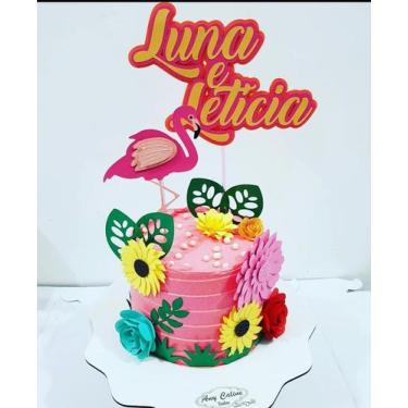 Imagem de Topo de Bolo em scrap - Flamingo Tropical - ND