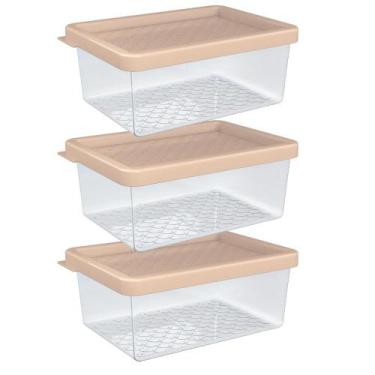 Imagem de Kit 3 Pote Organizador Multiuso P 0,6L Transparente Plástico Cozinha G