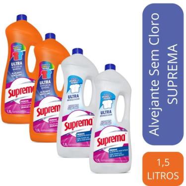 Imagem de Kit 4 Alvejante Suprema Branqueador Para Roupas Brancas e Remoção de M