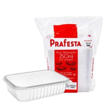 Imagem de Pote Retangular C/Tampa 250ml com 24 Unidades Prafesta