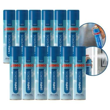 Imagem de Kit 12 Limpa Vidro Espuma Limpeza Brilho Sem Manchas 400ml - Jimo