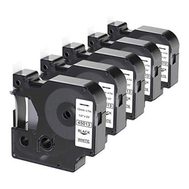 Imagem de Camopro Substituição para etiquetadora Dymo D1 45013 S0720530 preto sobre branco 12 mm x 7 m para DYMO LabelManager PnP 160 210D 260P 280 360D 420P 450D, pacote com 5