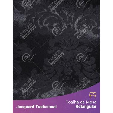 Imagem de Toalha De Mesa Retangular Em Tecido Jacquard Preto Medalhão Tradicional
