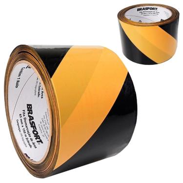 Imagem de Fita Zebrada para Demarcação de Área 65 MM Rolo com 150 Metros BRASFORT