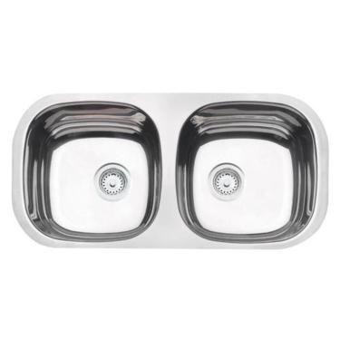 Imagem de Cuba Dupla Aço Inox Polido 72 x 34cm com Válvula - Perfecta - Tramontina
