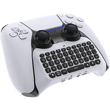 Imagem de TwiHill Teclado Sem Fio para PS5 Controller, Bluetooth 3.0 Mini Chatpad Message Game Teclado Alto-falante embutido com conector de áudio de 3,5 mm para mensagens e jogos bate-papo ao vivo