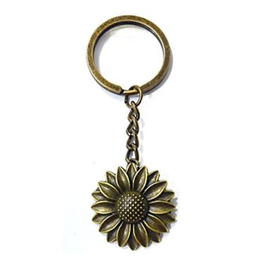 Imagem de Chaveiro com pingente de girassol em bronze envelhecido - Chaveiro de bronze - Girassol