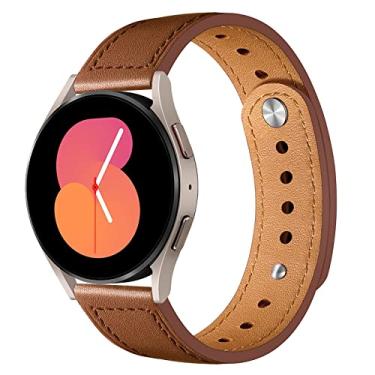 Imagem de SOLOLUP Pulseira de substituição compatível com Galaxy Watch 3 de 45 mm/Gear S3 Frontier/Gear S3 Classic para Galaxy Watch de 46 mm, pulseira de couro genuíno de 22 mm, feminina, masculina, vintage, marrom