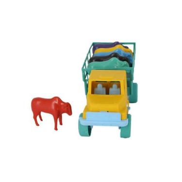 Kit Caminhão Trator Bois Animais Fazenda Brinquedo Infantil