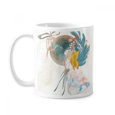 Imagem de Caneca de cerâmica com ilustração de estilo clássico chinês asa cerâmica xícara de porcelana de café