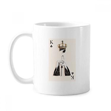 Imagem de Baralho de cartas Club K padrão caneca cerâmica xícara de café porcelana louça