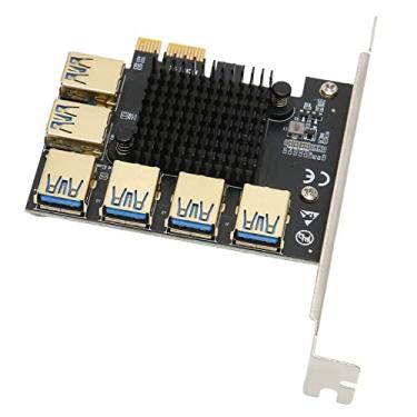 Imagem de Placa Riser PCI E 1 a 6 Portas para Linux para Placa de Expansão SATA USB 3.0 para GPU Ethereum Bitcoin Mining.