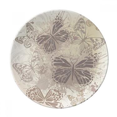 Imagem de Prato de papel de parede elegante, vintage, cinza, borboleta, salver, louça, jantar
