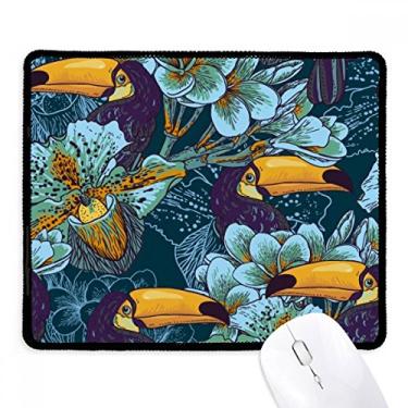 Imagem de Mousepad de borracha para jogos Orchid Bird Square Continuous Pattern Animal Mousepad com borda costurada
