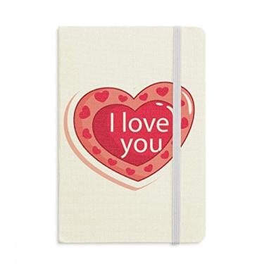 Imagem de Caderno em tecido oficial com capa dura para dia dos namorados I Love You Pink Heart