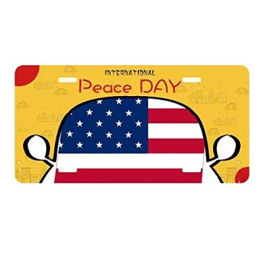 Imagem de DIYthinker Mapa dos Estados Unidos Estrelas Listras Bandeira Placa Etiqueta Placa de Carro Decoração Dia da Paz