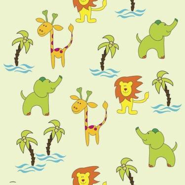Imagem de Papel De Parede Adesivo Infantil Elefante Girafa Leão - 10M