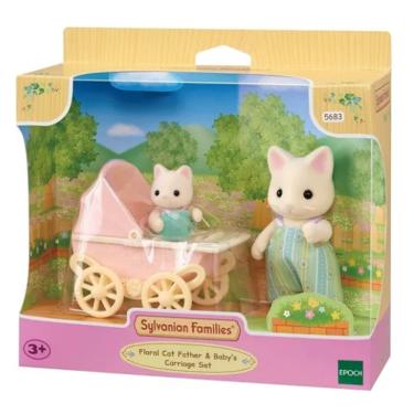 Imagem de Sylvanian Families Carrinho De Bebê Papai E Bebê Gatos Primavera