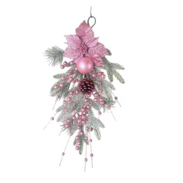 Imagem de menolana Guirlanda de natal para porta frontal com ornamento de bola, guirlanda artificial de natal para apartamento, escritório, quintal e jardim, Vertical