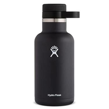 Imagem de Hydro Flask Garrafa de água de boca larga de aço inoxidável isolada e Growler de cerveja, 1,8 g, preta