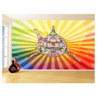 Imagem de Papel De Parede Animais Pop Art Tubarão Cores 3,5M Pxa550