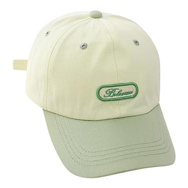 Imagem de Boné de beisebol infantil infantil meninas meninos crianças boné de pato sol rotection chapéu patchwork cor verão jovens chapéus de sol, Verde, One Size